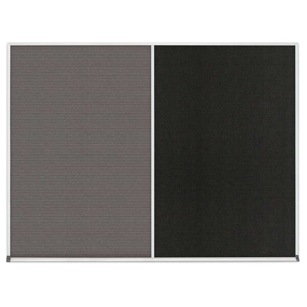 United Visual Products Double Door Radius Corkboard, 60"x36", Bla UV7004RC-BLACK-RUBBER - main